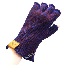 Vivienne Westwood JP Fingerless Gloves Wool Blend Orb Leather Trim Burgundy NWT