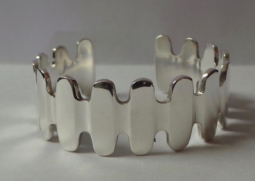 Unbranded Sterling Silver Wide Open Cuff Bangle Bracelet 6.5" 48.5g 21mm