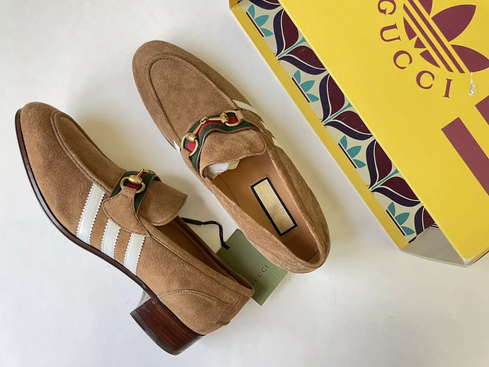 Mocassins homme GUCCI x Adidas marron daim Horsebit taille UK 10,5, US 11