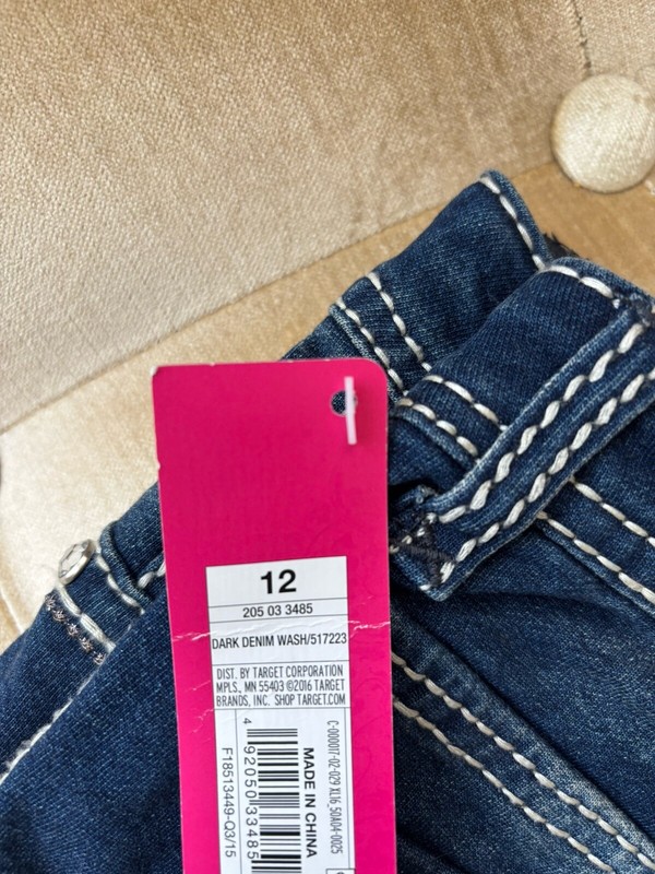 NEW XHILARATION GIRLS BLUE DENIM SKINNY CROP PANTS SZ 12
