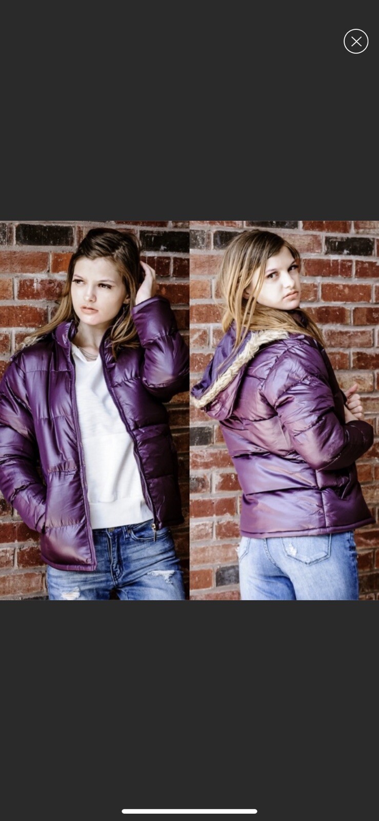Purple puffer jacket for women - warm stylish winter coat-image