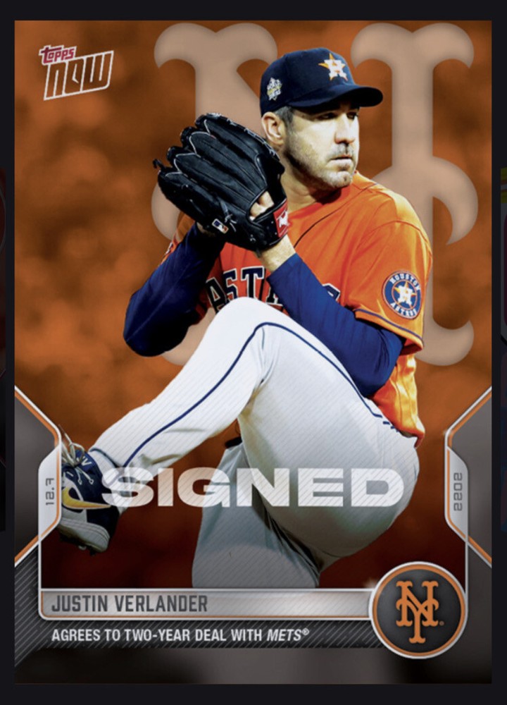2022 TOPPS Now 12/7 Signed With Mets -JUSTIN VERLANDER(Topps Bunt digital Card