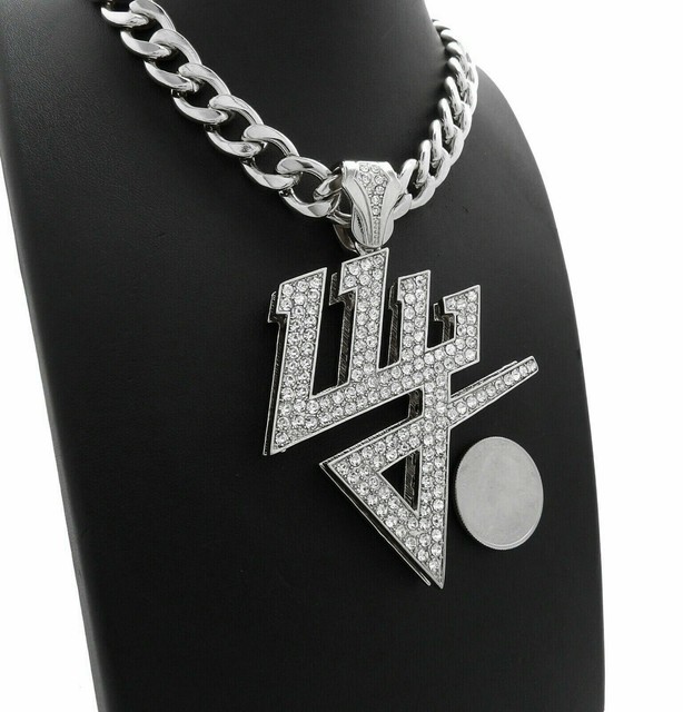 HIP HOP ICED DADDY YANKEE BLING PENDANT & 11mm 20" CUBAN CHOKER CHAIN