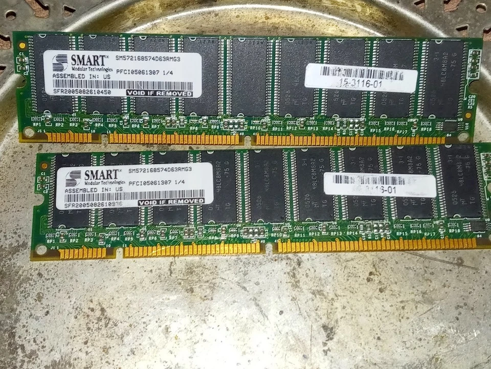 2x Smart SM572168574D63RMG3 128MB PC133 133MHz ECC Unbuffered 168-Pin - Image 2 of 2