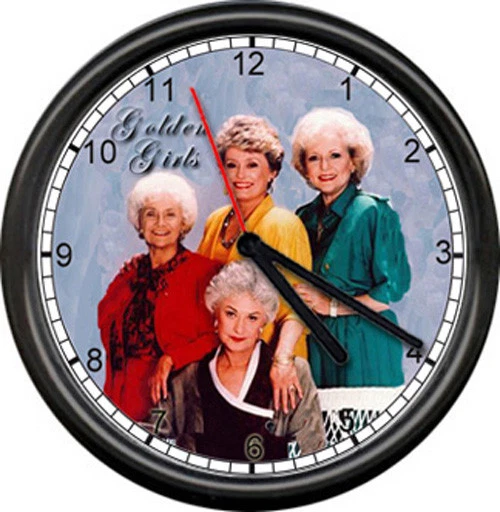 OFF THE WALL CLOCKS Golden Girls Betty White Bea Arthur TV Show Television Retro Sign Wall Clock
