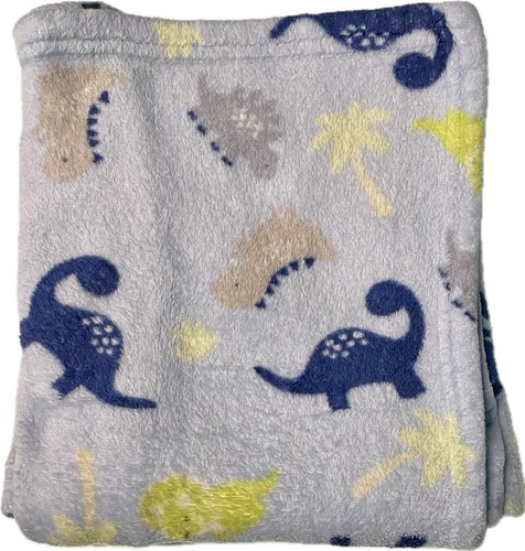 Parent's Choice Dinosaurs Plush Baby Blanket Size 30" x 36" Walmart Blue Gray - Picture 3 of 6