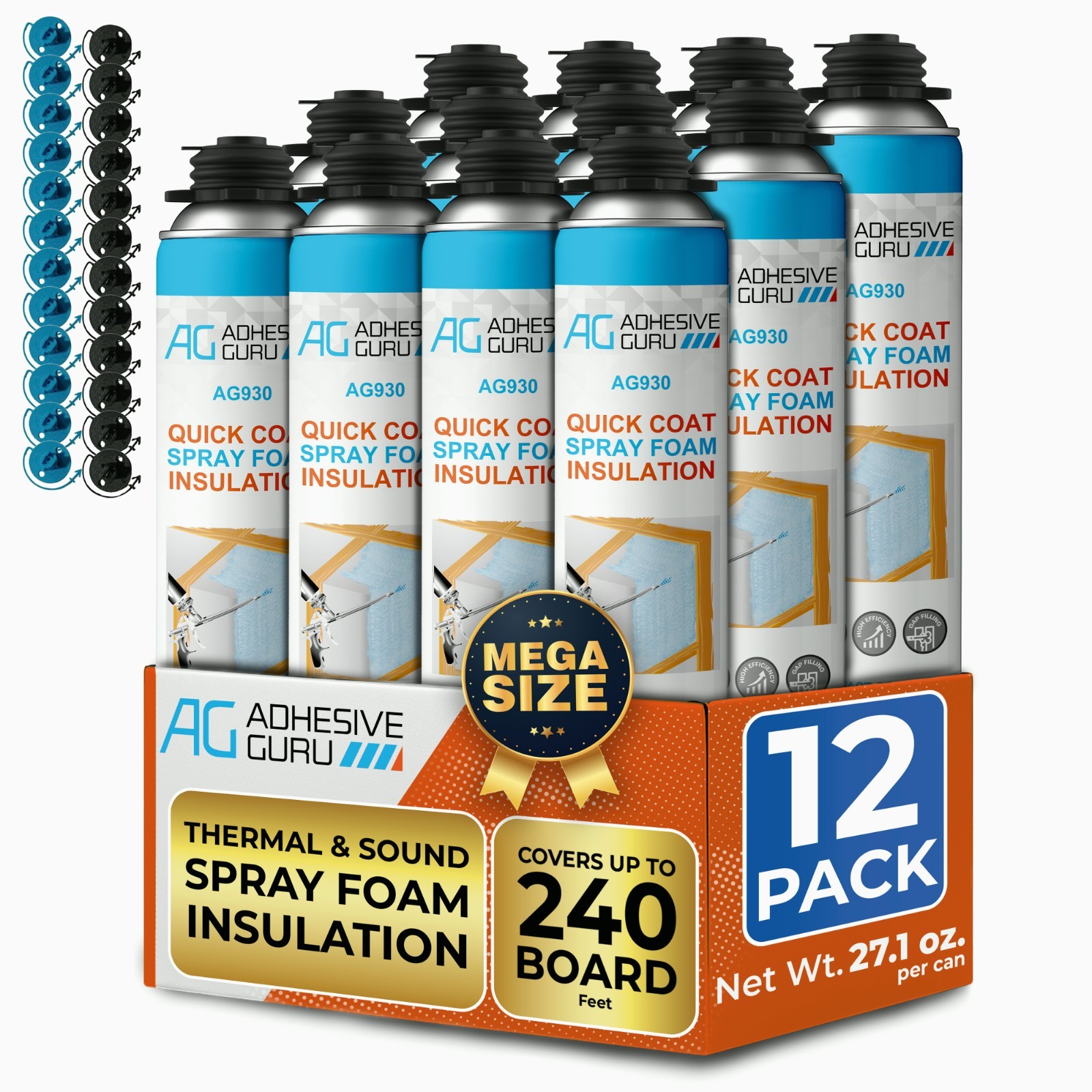Adhesive Guru Heat Insulation Spray Foam (12x32.8 oz / 240 Board ft), Spray Foam