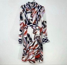 EMILIO PUCCI long-sleeved dress with collar, all-over print, size 36, made Italy