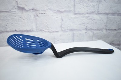 Dreamfarm Lestrain 2 in 1 Drip Catching Sit Up Slotted Cooking Spoon Dk Blue NEW