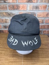 Vintage Twin City Knitting Bad Wolf USA Made Cloth Band Black Strapback Hat
