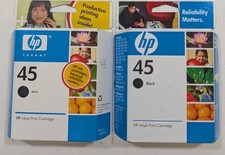 Lot Of 2 Genuine HP 45 51645a Black Ink Cartridge -NEW SEALED - Exp. 2010 2007