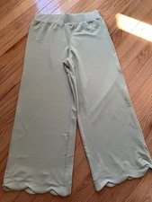 Isaac Mizrahi Live! Pebble Knit Wide-Leg Pant w/ Scalloped Green New