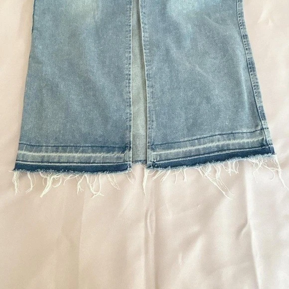 Happily Gray Long Denim High Split Size S/26 Maxi Skirt Front Slit Zip Up Y2k - Image 3 of 4