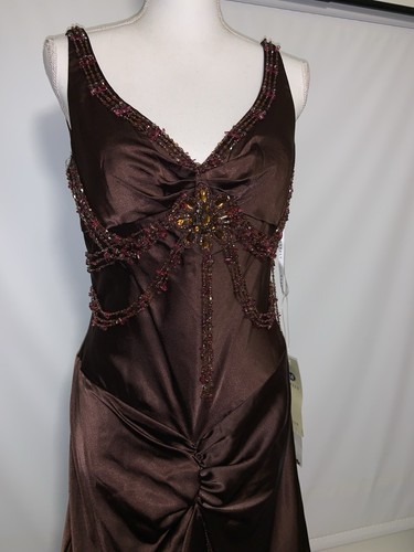 Vintage Y2K Aspeed Asymmetrical Coquette Fairy Brown Gown Dress Prom Large - Picture 5 of 17