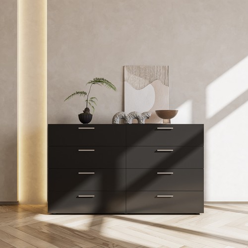 8 Drawer Black Dresser for Bedroom Storage Cabinet for Living Room Entryway