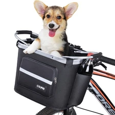 Detachable Bike Basket Front Bicycle Dog Carrier Pet Shopping Commuting Camping