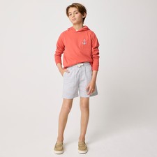 New JCREW CREWCUTS Boys Size 8 Linen-Blend Drawstring Dock Short Gray Stripe 49