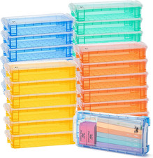 - Pencil Box Bulk, 24 Pack, Assorted Colors, Plastic Pencil Box Case, Pencil Cas