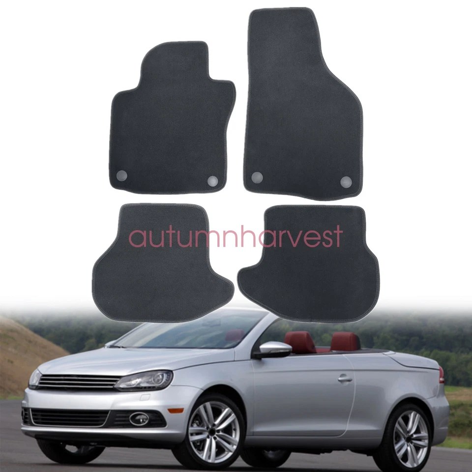 Alfombrillas de terciopelo delanteras y traseras negras para Volkswagen Eos 2007-2016 4 piezas Foto 2 de 4