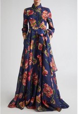 Carolina Herrera Tulip Print Gazaar Maxi Shirtdress Gown NwT Sz 8 
