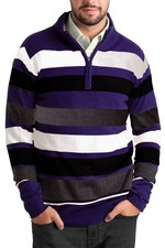 Half-Zip Sweater Men’s Cotton Men’s Stripe Knit Light Weight Comfort Perfect Fit