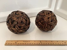 2 Sepak Takraw Thai Rattan Balls Home Decor or Sport Kick Handmade Style 4"