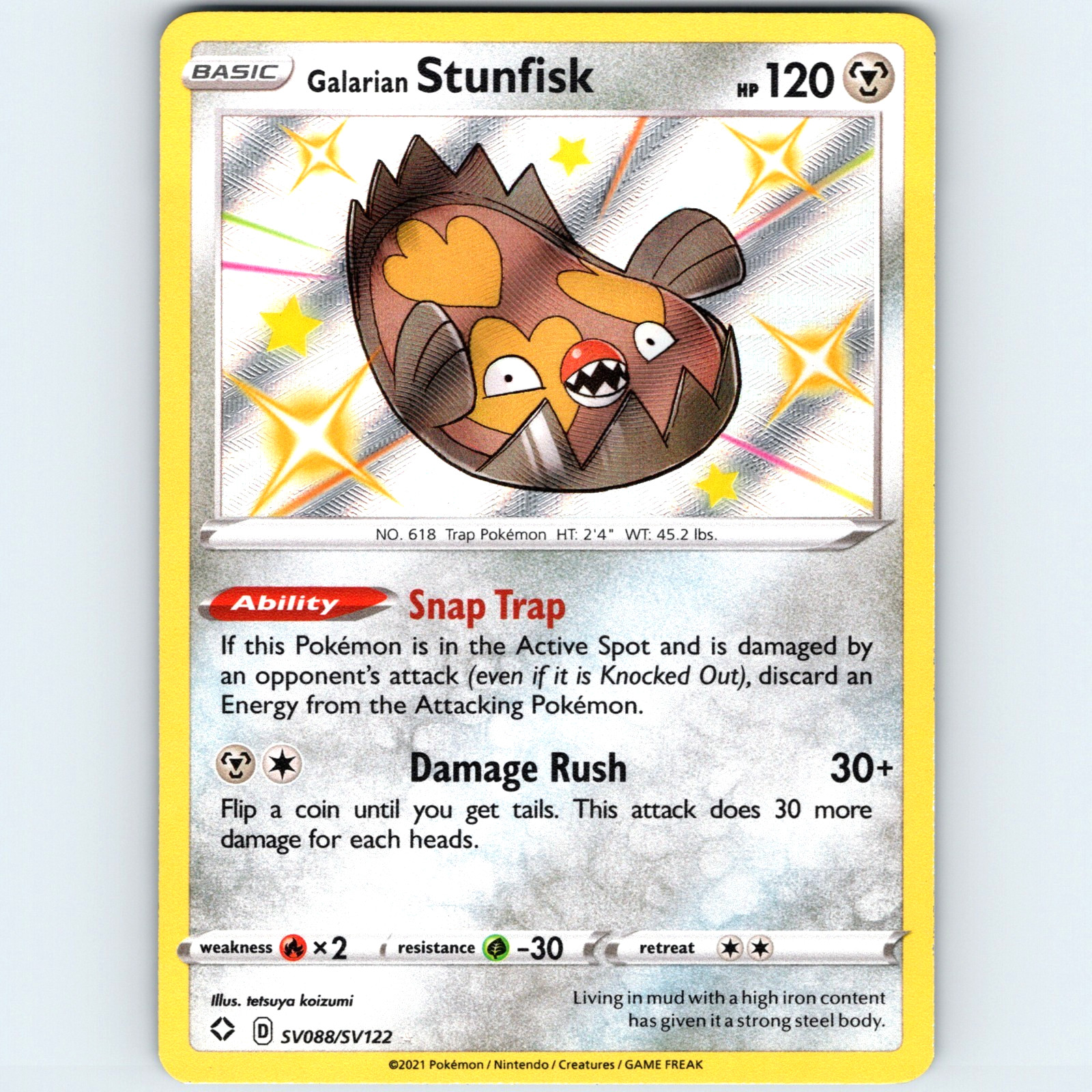 2021 Pokemon Galarian Stunfisk SV088/SV122 Shiny Vault Rare Holo - NM 💎