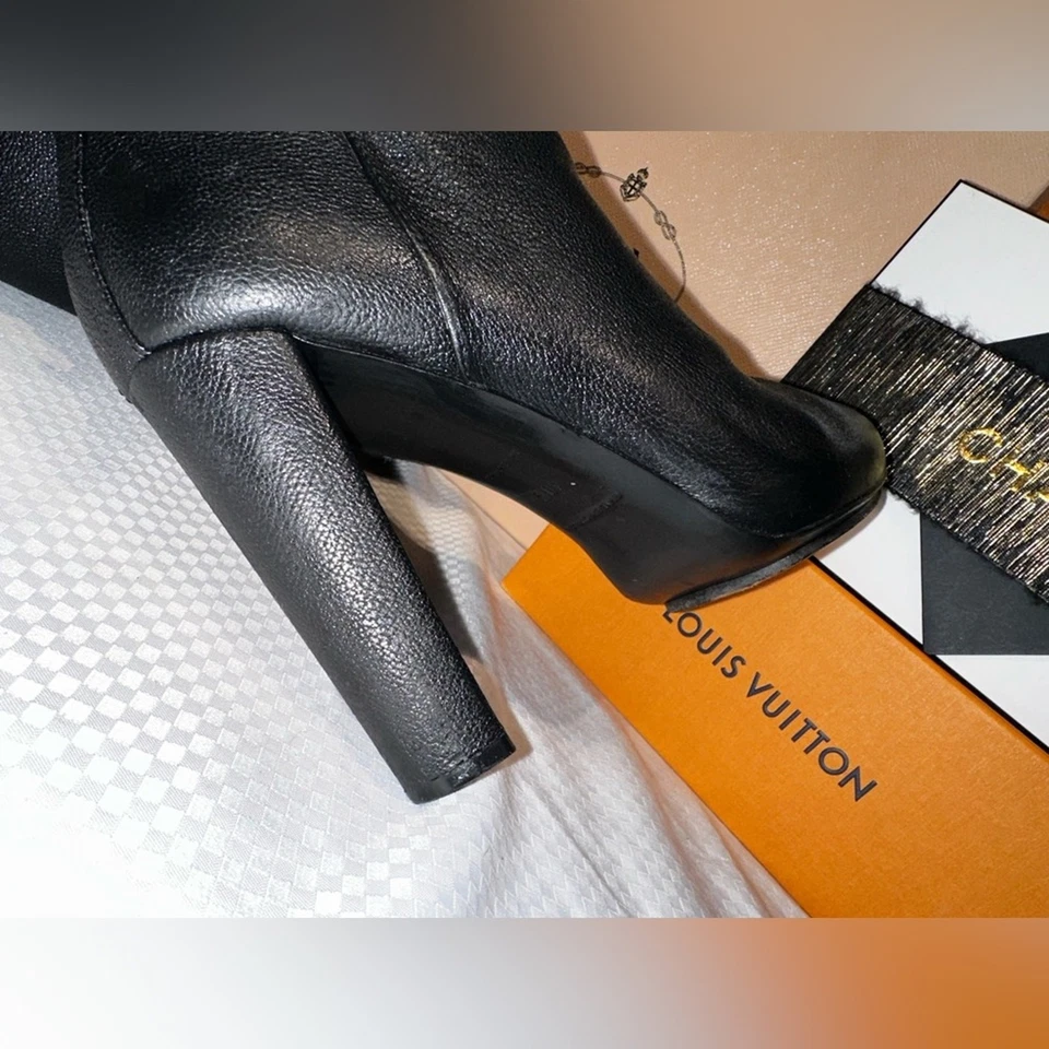 Черные кожаные сапоги до колена Balenciaga размер 10,5 - Изображение 4 из 4