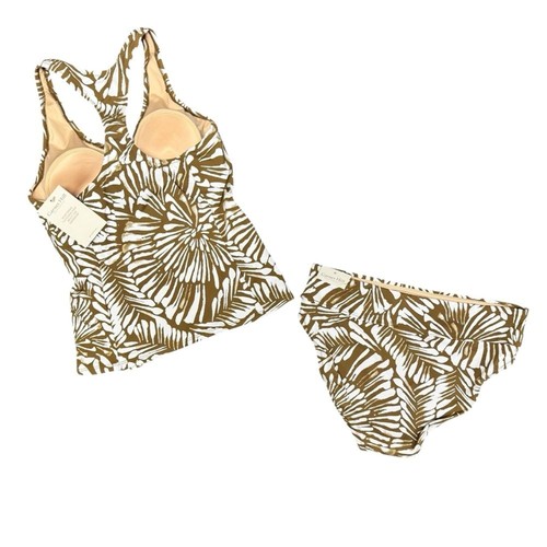 NEW Garnet Hill Tankini Top Bikini Bottoms Swimsuit Swim Set Brown 10 NWT - Picture 2 of 9