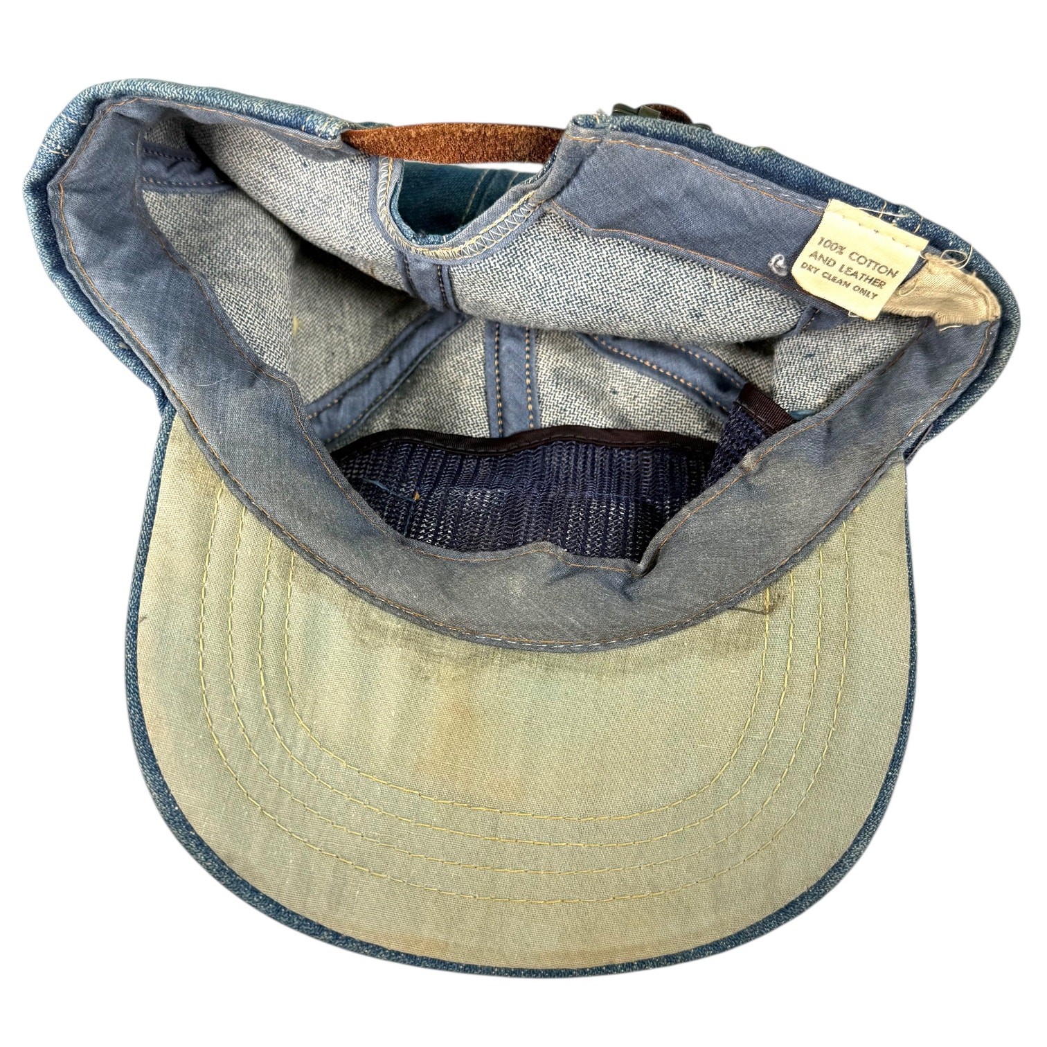 Levi Strauss Hat Denim Leather Patch Strapback Or… - image 5