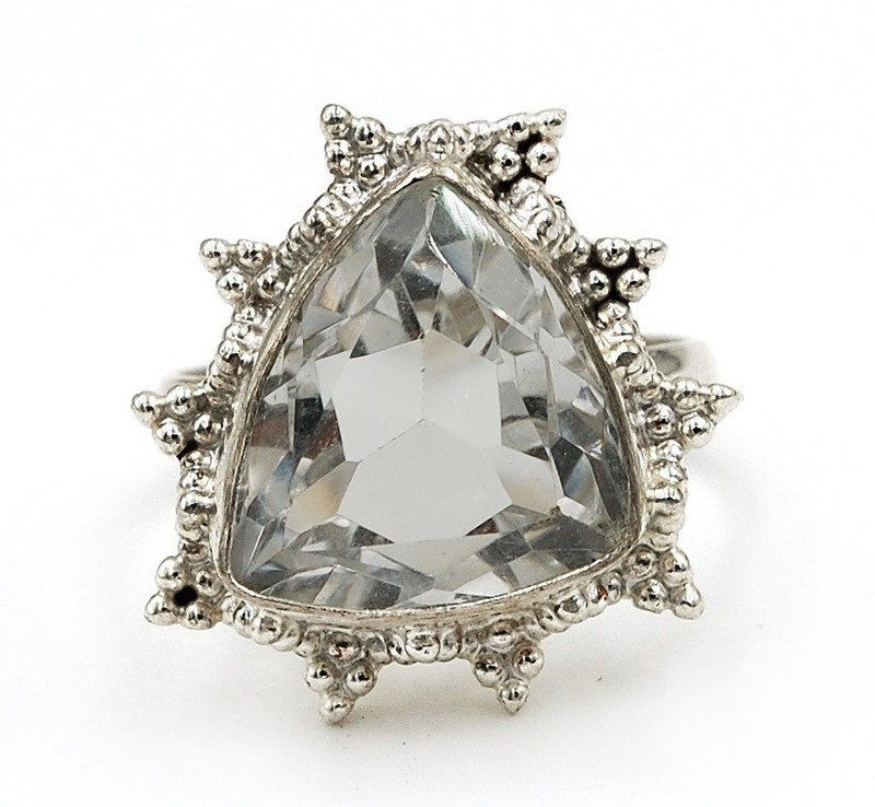 4CT Natural White Topaz 925 Solid Sterling Silver Ring Sz 7.5 @20-9