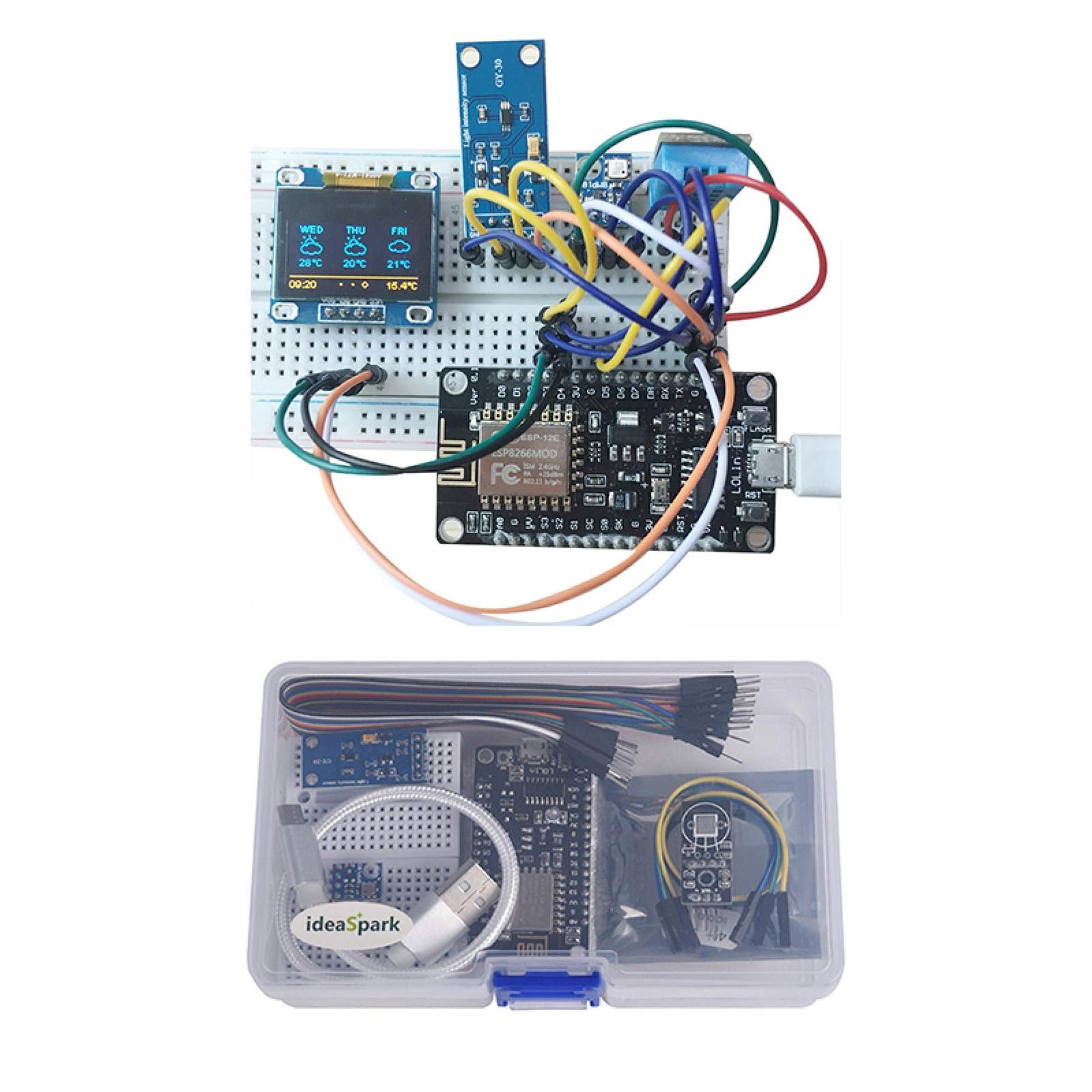 0.96" OLED Display ESP8266 Weather Station Kit IIC Weather For Windows OS