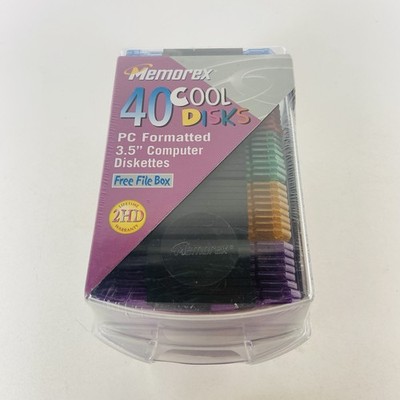 Memorex Cool Disk  - 40 Pack 2HD 3.5 Floppy Disk 1.44 MB (5 Colors) New sealed