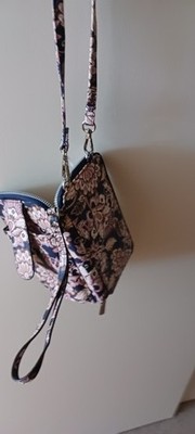 Faux Leather jAll in One Clutch Wallet - Blue Floral
