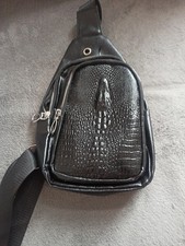 Handtasche Krokodilleder-Optik schwarz, Maße siehe Fotos