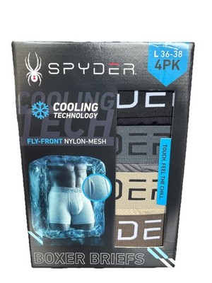Spyder Cooling Tech Boxer Briefs 4 Pack Mens Large 36-38 Nylon Mesh NWT