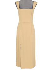 Show Me Your Mumu Dress Womens Large Beige Eden Midi Front Slit FLAW