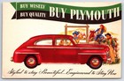 Plymouth Car Advertising~1941 Plymouth 2-Dr~95 HP~Buy Wisely Banner~Color Litho