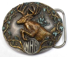 Vintage 1994 NRA Bergamot A-251 Deer NATIONAL RIFLE ASSO Advertising Belt Buckle