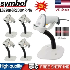 Zebra Symbol 1D Handheld Barcode Scanner With Stand USB Cable LS2208-SR20001R-NA