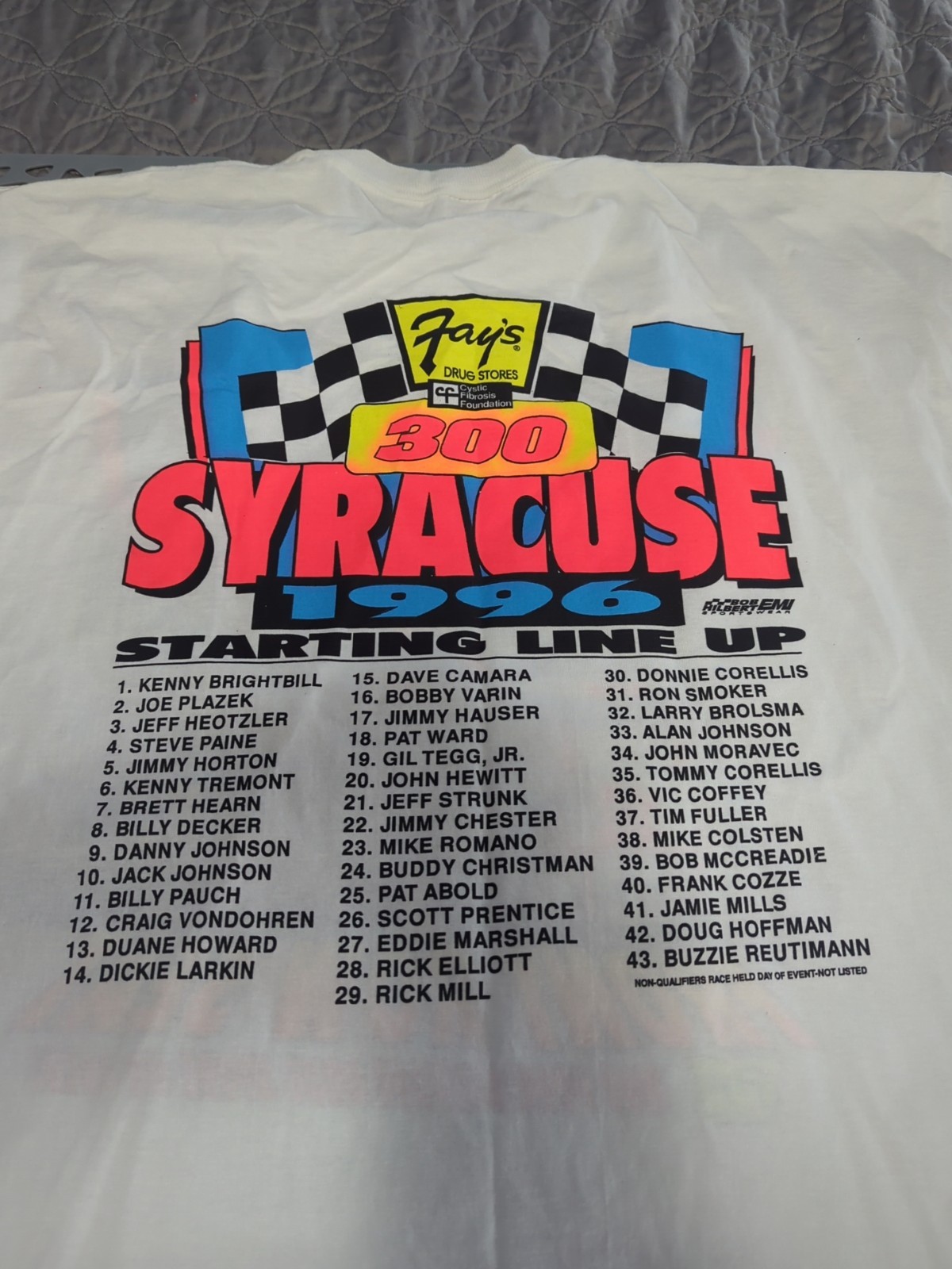 Maglietta Fays Drug Stores 300 1996 sedile prima fila Siracusa Starting Line Up XL