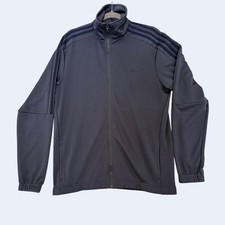 adidas Men's Track Jacket Full Zip Blue 3-Stripes Size M Small Snags