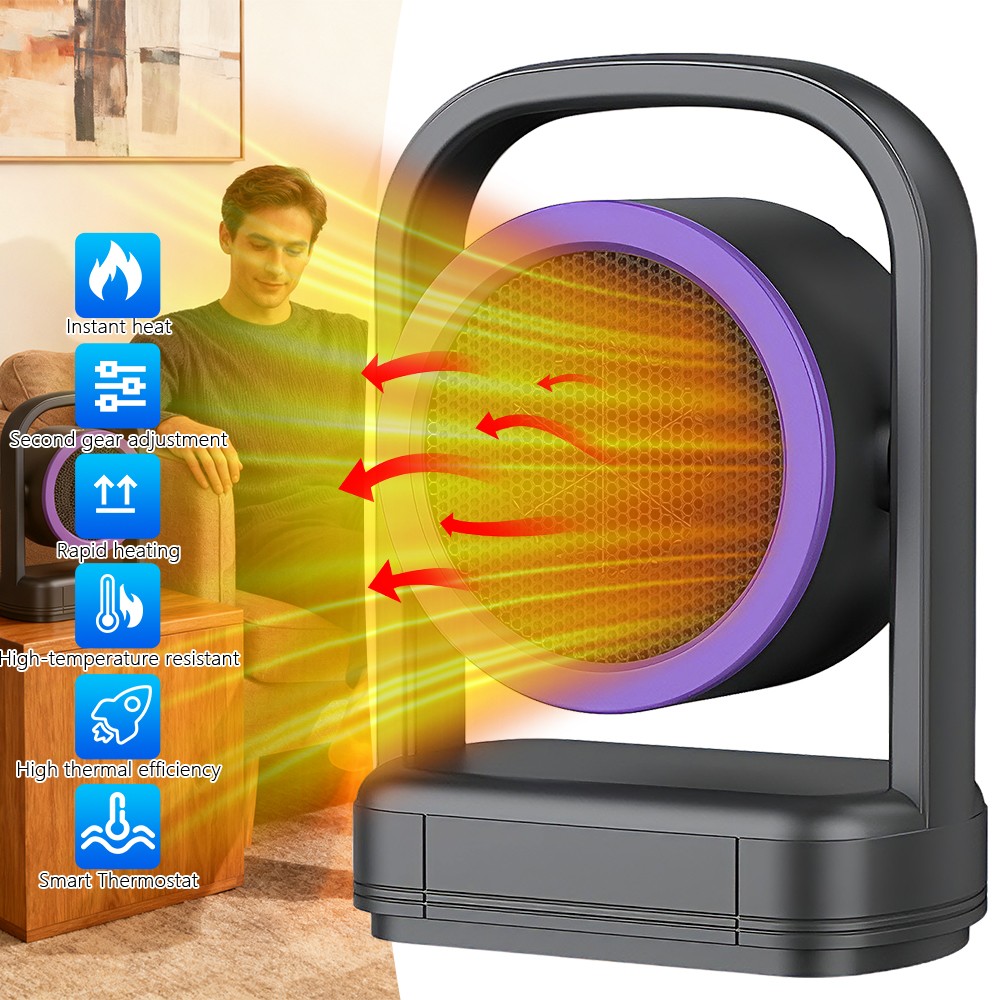 500W Electric Small Space Heater,Mini Portable Heaters Fan,Adjustable Thermostat