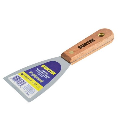 Surtek 123083 Rigid Putty-Spatula With Wooden Handle, 3'' Length