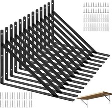 12Pcs Shelf Brackets Heavy Duty, 400x250mm Wall Mounted Floating Shelf Bracket