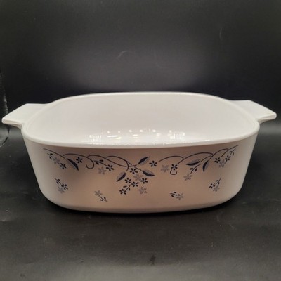 Vintage CorningWare Blue Heather A-2-B 2L Casserole Dish w/ Handles Made in USA