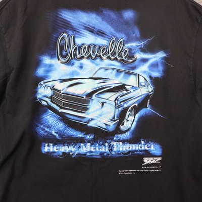 VTG Chevrolet Racing T-Shirt XL Mens Pre-Owned Flames Biker Chevy