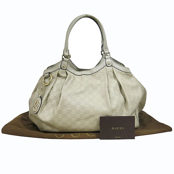 Gucci 211943 GG logo Shima ivory suki tote
