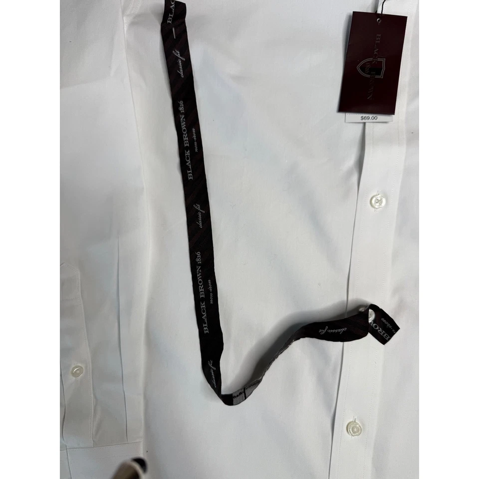 Nwt Black Brown 1826 Mens White Long Sleeve Classic Fit Non Iron Dress Shirt - Image 3 of 4