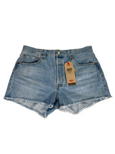 Levi's Women's Light Wash 501 Button Fly Distressed High Rise Denim Shorts - 32